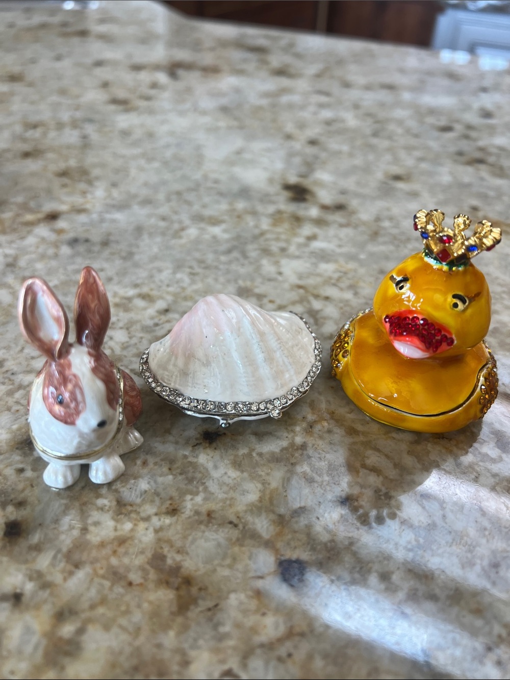 THREE(3) ENAMEL HINGED TRINKET BOXES, jewelry ring holders organizers w/gift box